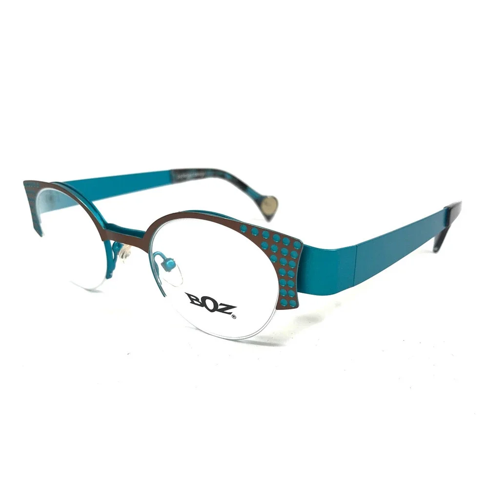 BOZ Eyeglasses Frames WILY 0225 Brown Blue Matte Spotted Half Rim 44.5-21-135
